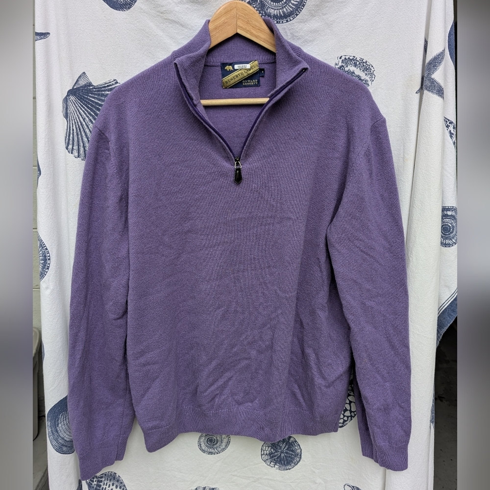 Onward Reserve James Cashmere 1/4 Zip Sweater Size Medium Loganberry